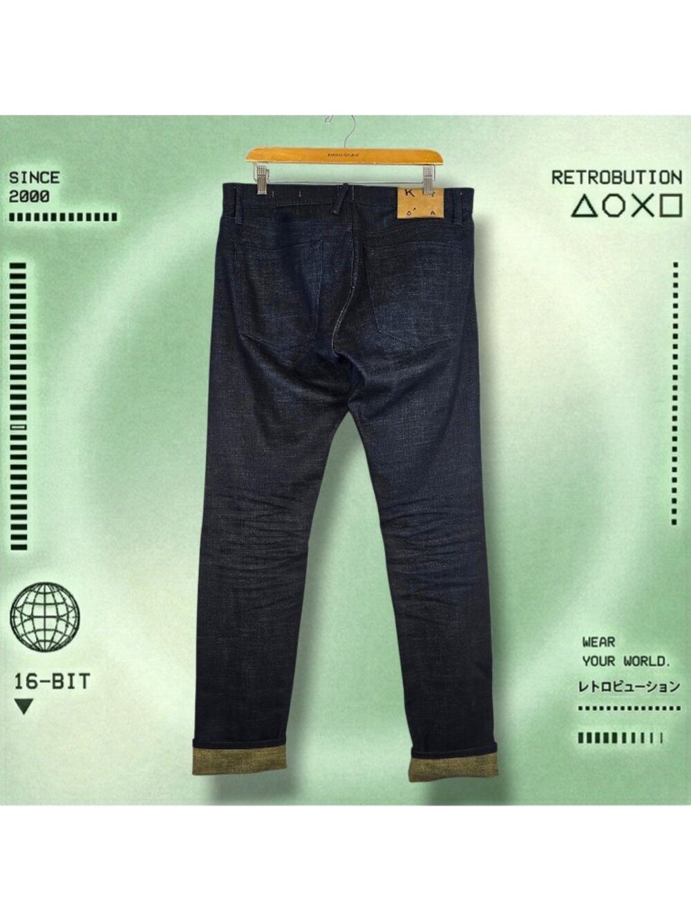 Hiroshi Kato Selvedge Slim Green Tea Raw Dark Wash Denim Blue Jeans Size 34